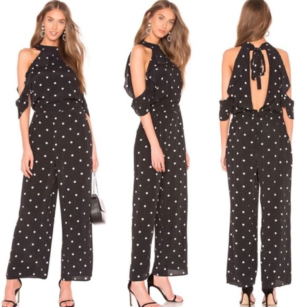 ✨🤍 1 State Cold Shoulder Ruffle Style # 8128918 Rich Black Jumpsuit 🖤✨